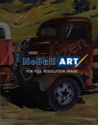 Old Vehicles - Dodge Stubby - Oil On Board